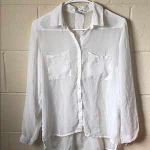 White Long Sleeve Sheer Lightweight Shirt